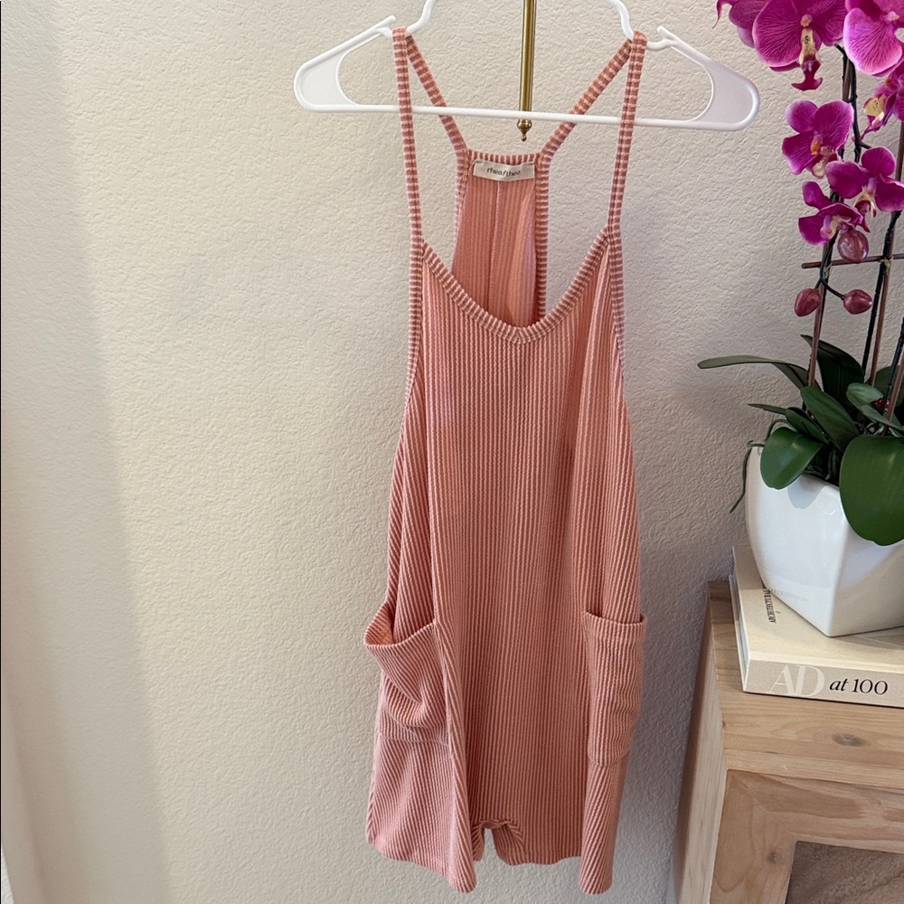 Pink Ribbed Maternity Sleeveless Romper